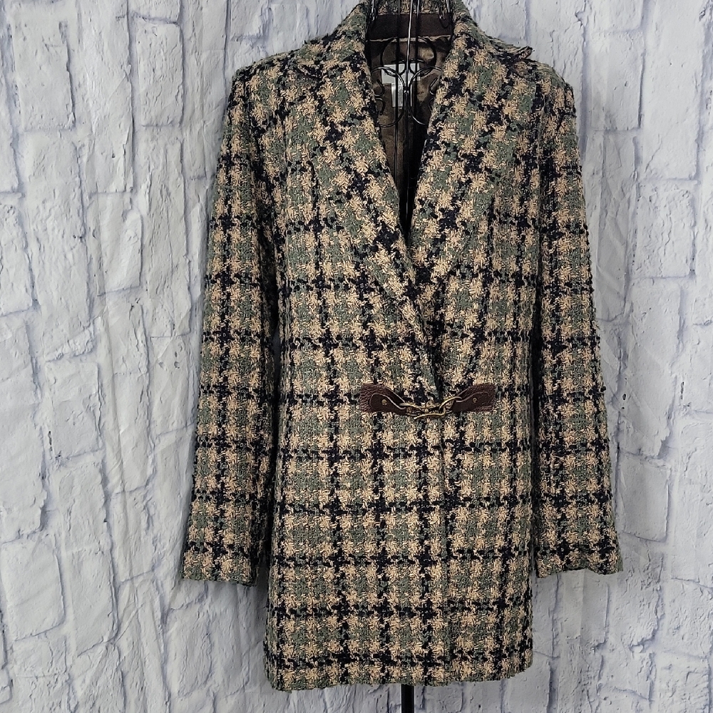 Soft Surroundings Boucle Multitone Houndstooth Weave Coat Small